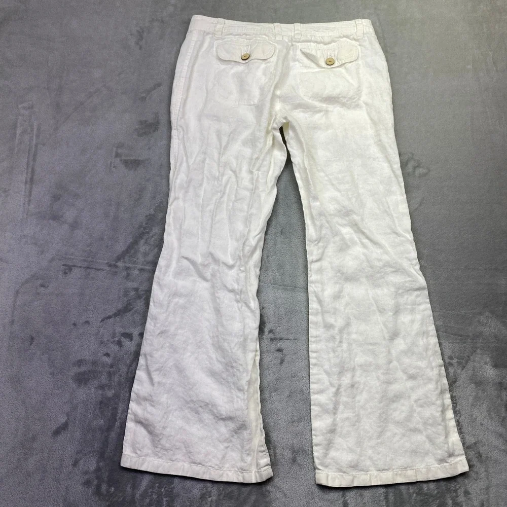 Banana Republic White 100% Organic Linen Wide Leg Patch Pocket Pants Womens 6